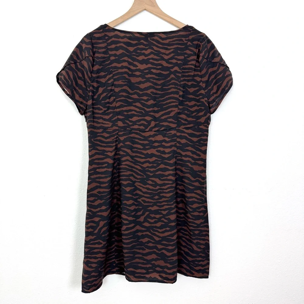 NWT Madewell V-Neck Mini Dress Abstract Animal Print Size 14 - Picture 8 of 10